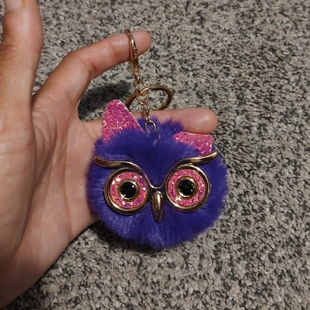 Owl Keychain with Gold Accents